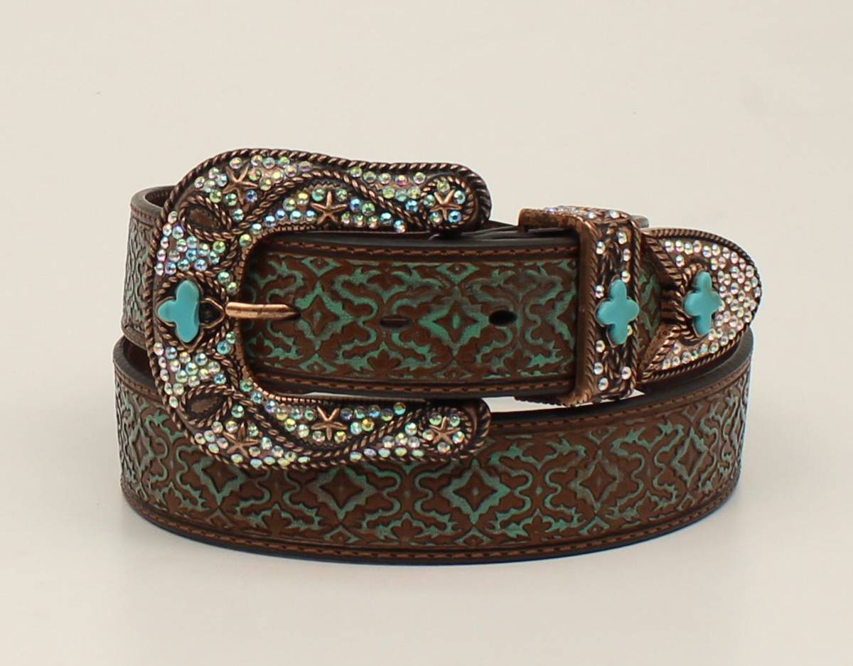 Nocona Embossed Buckle And Belt Set - Ladies