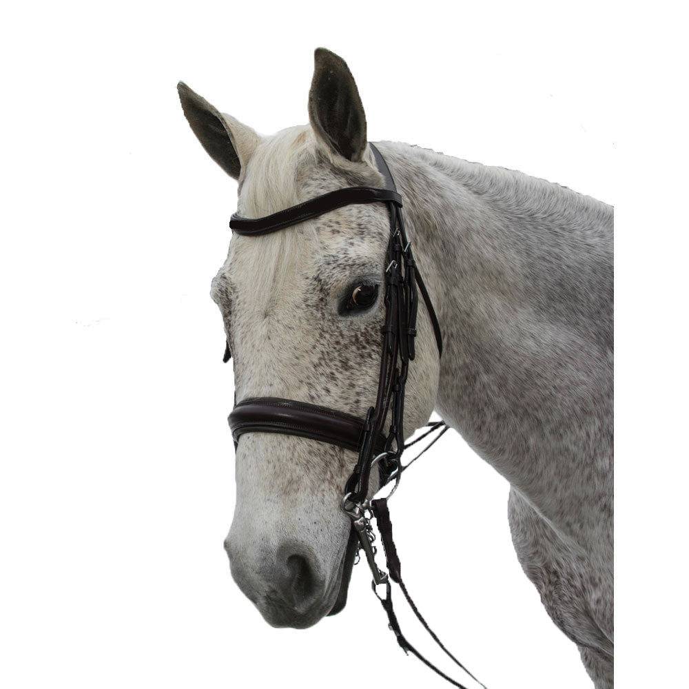Exselle Elite Plain Raised Padded Rolled Leather Double Bridle