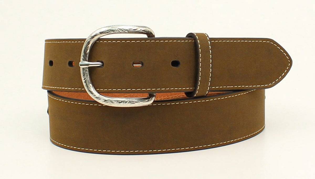 Nocona Mens Smooth Laced Overlay Circle Concho Belt