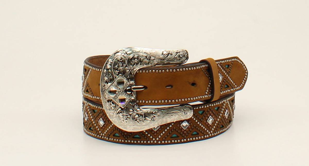 Nocona Ladies Nailhead Design Rhinestone Underlay Belt