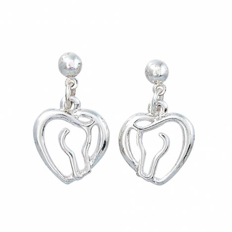 AWST Int'l Horse Head Heart Earrings with Horse Head Gift Box