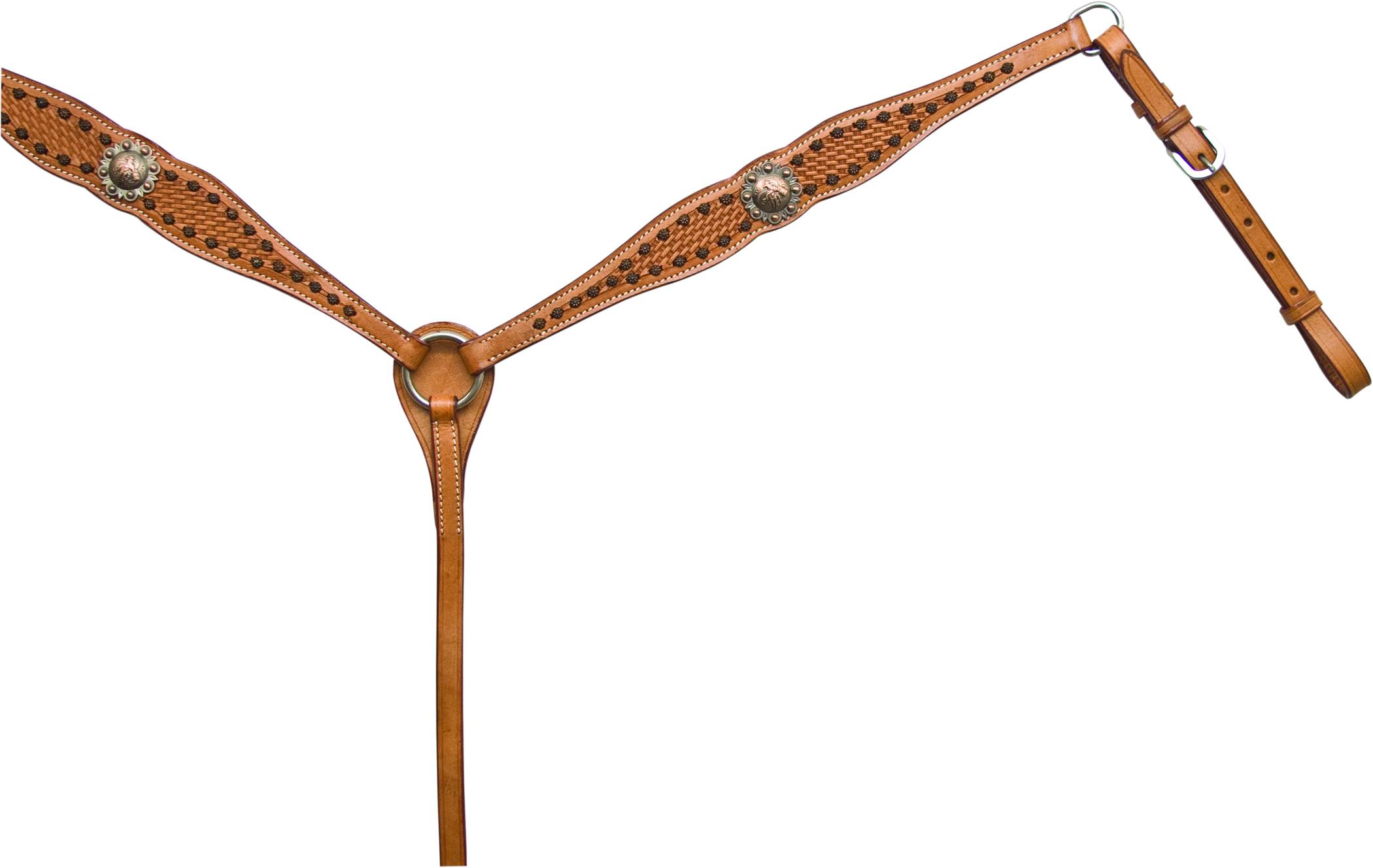 Action Basket Tooled Barrel Racer Concho Breast Collar