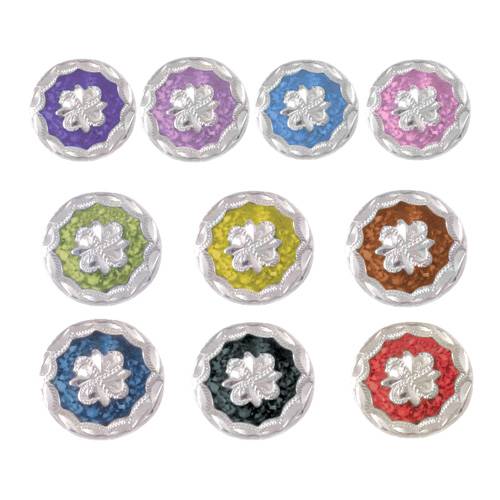 Action Colored Floral Wood Screw Concho