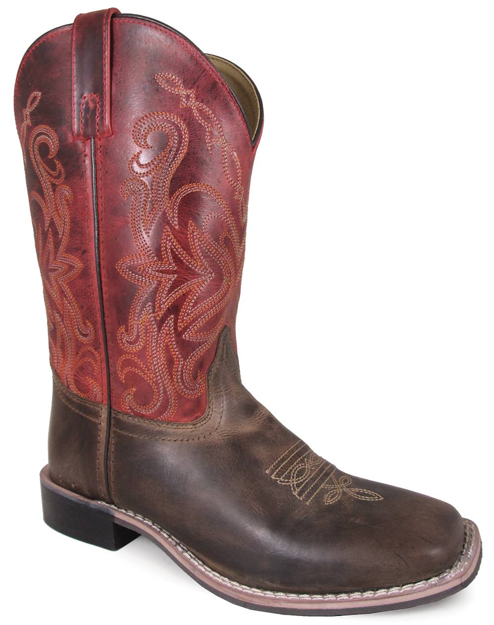 Smoky Mountain Delta 10-inch Leather Square Toe Boot - Brown/Red Crackle