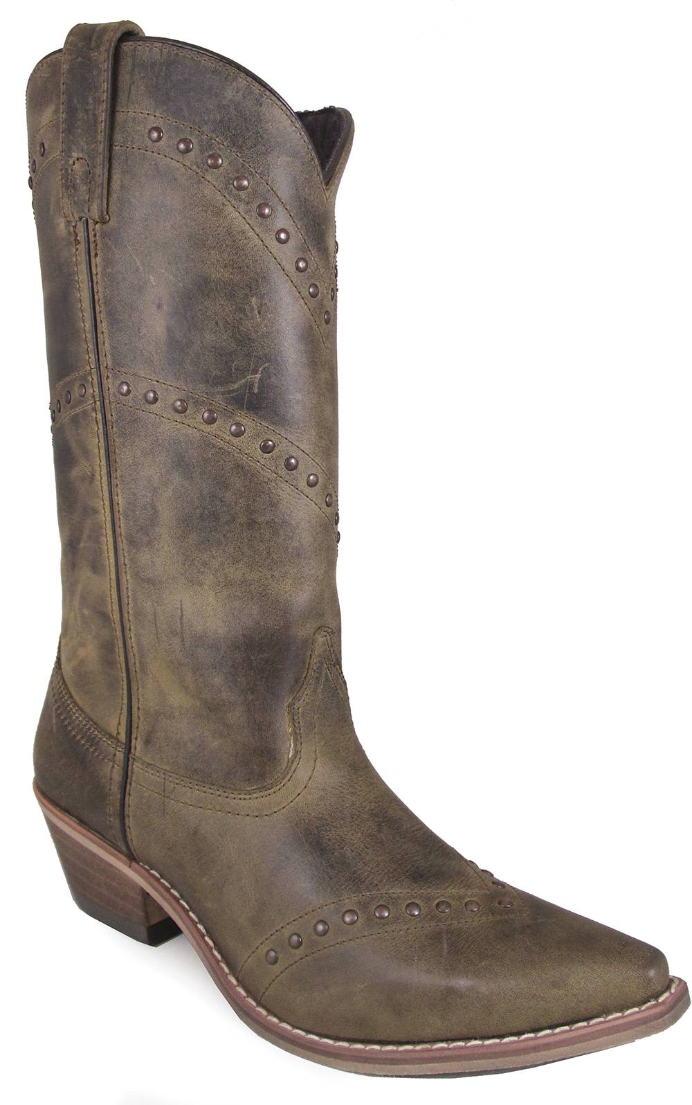 Smoky Mountain Crystal 12-inch Snip Toe Leather Boots - Ladies - Brown