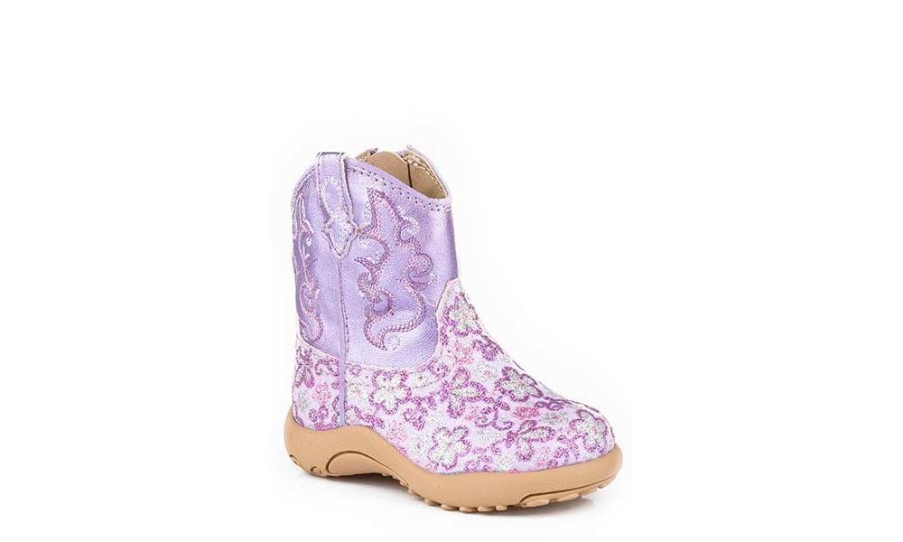 Roper Cowbabies Floral Glitter Western Boots Infant Girls