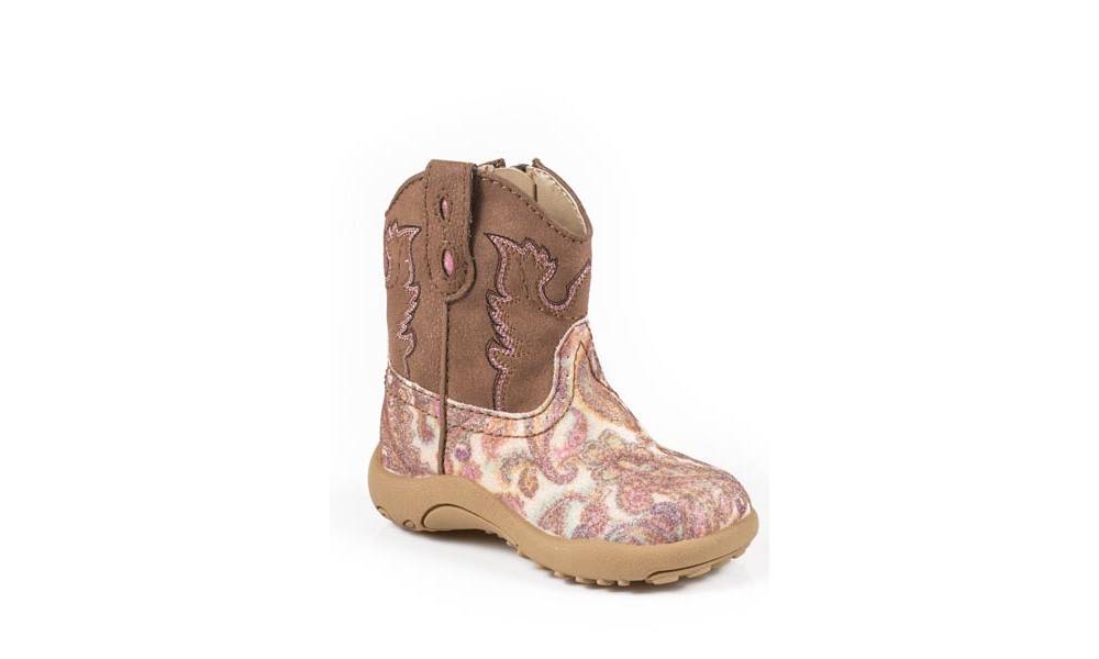 Roper Cowbabies Glitter Paisley Western Boots Infant Girls