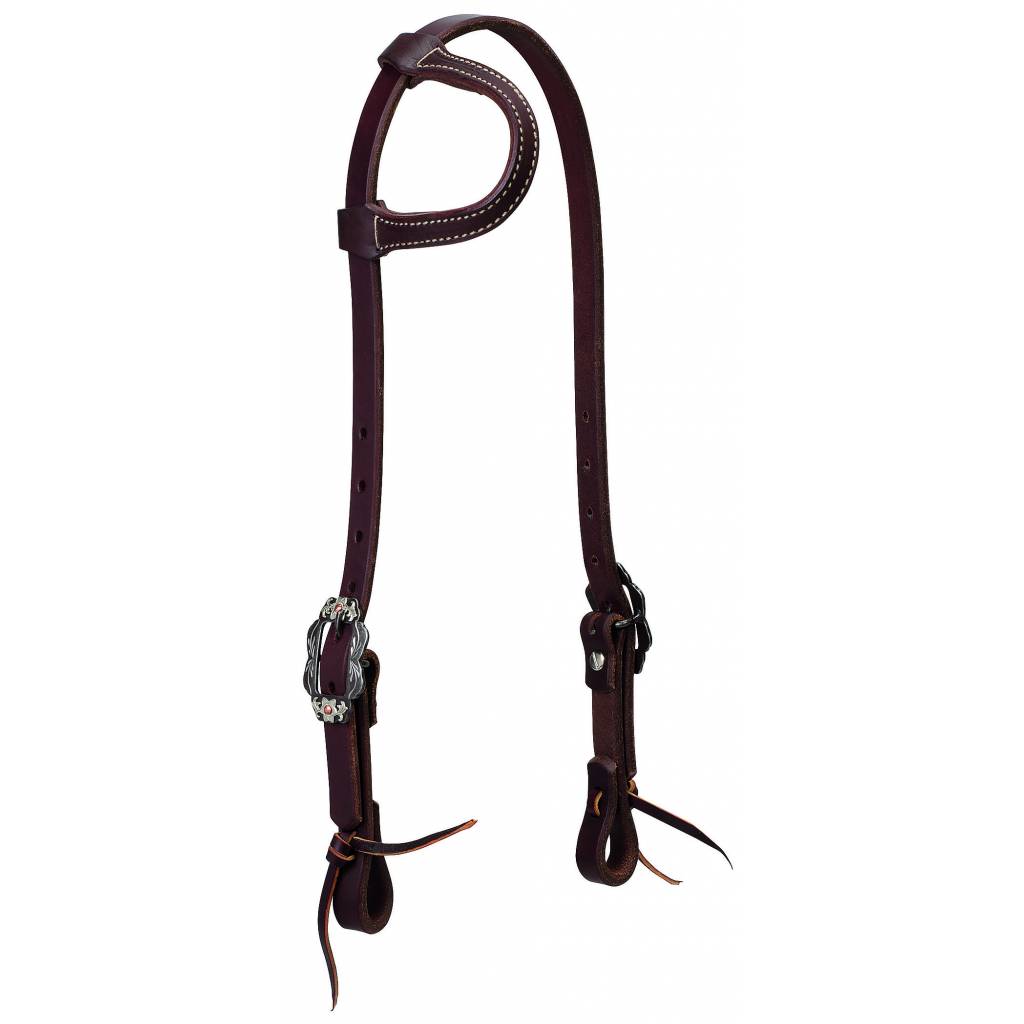 Weaver Working Tack Sliding Ear Headstall - Buffed Brown Hardware