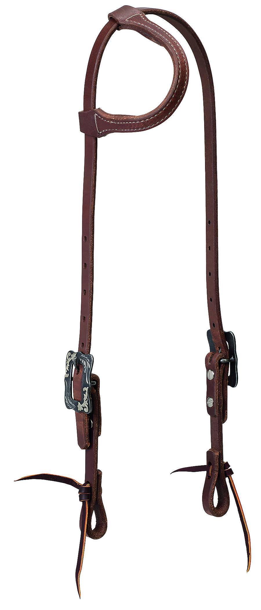 Weaver Protack Sliding Ear Browband Headstall Oiled Russet