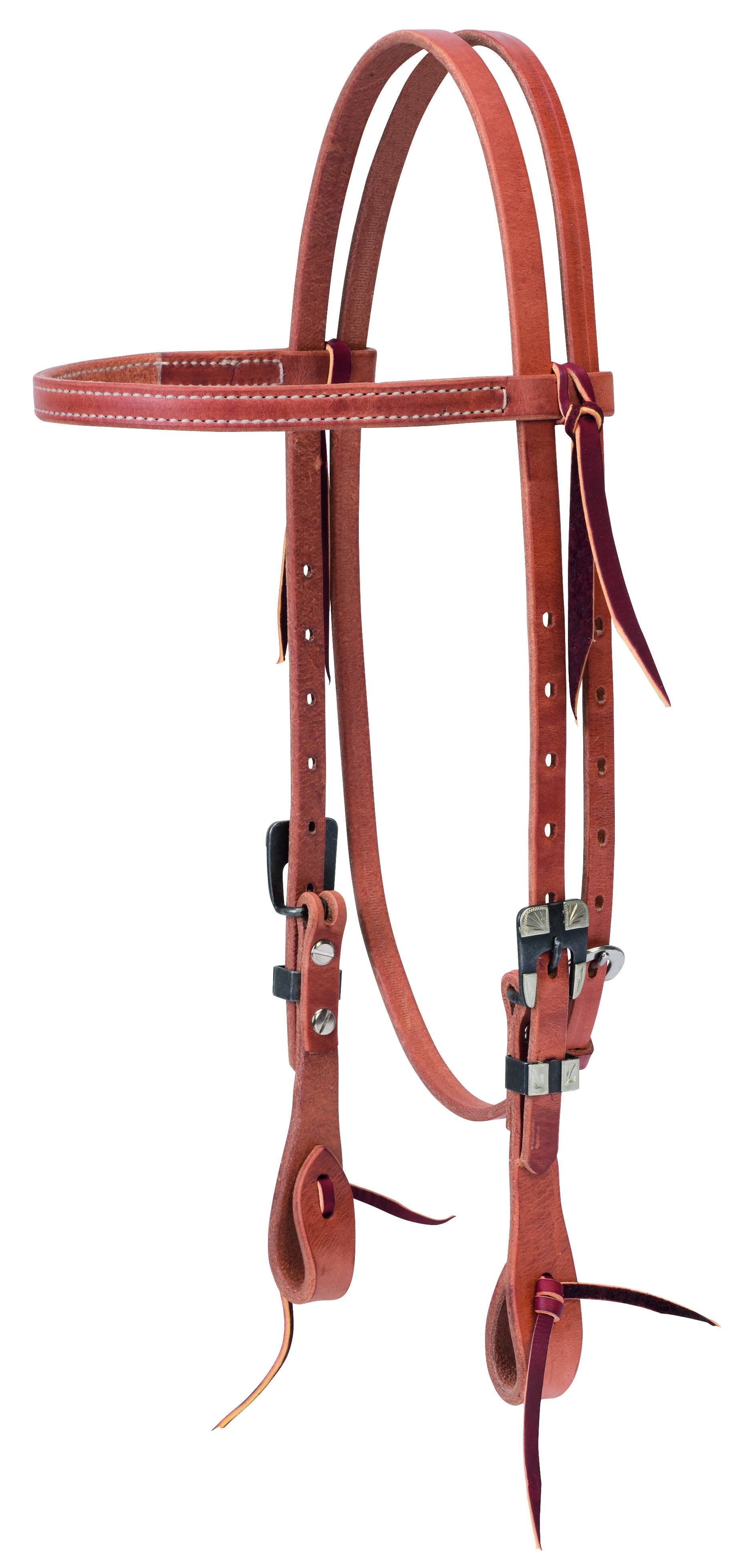 Weaver Premium Harness Leather Straight Browband Headstall - Buffed Black Hardware