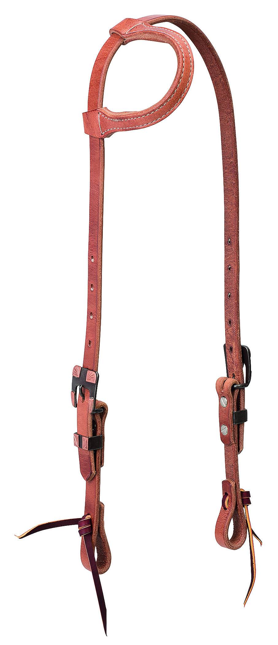 Weaver Protack Sliding Ear Headstall With Brown Hardware