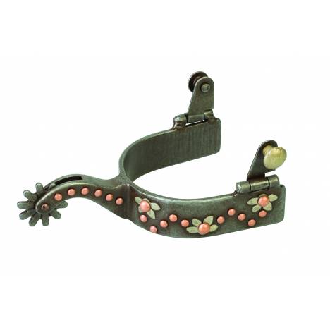 Weaver Mens German Silver Floral Trim And Copper Dots Spur