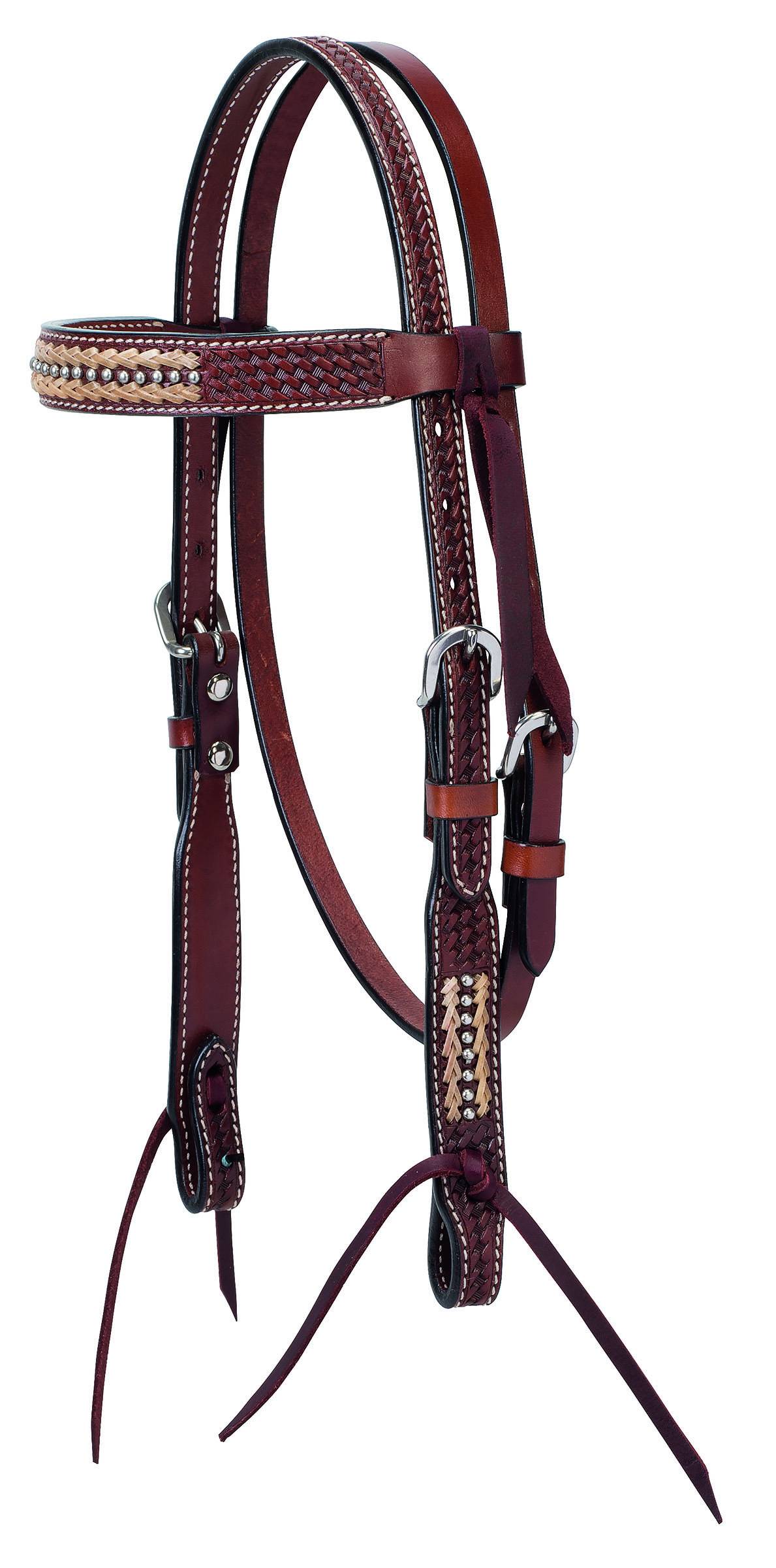 Weaver Basketweave Rawhide Accents Pony Browband Headstall