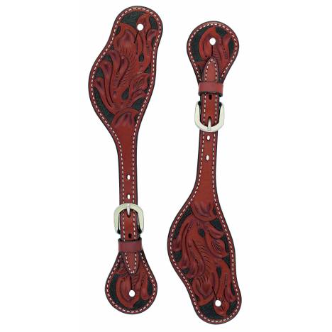 Weaver Cross Floral Carved Spur Straps - Mens