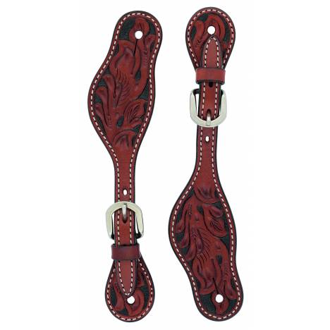 Weaver Cross Floral Carved Spur Straps - Ladies