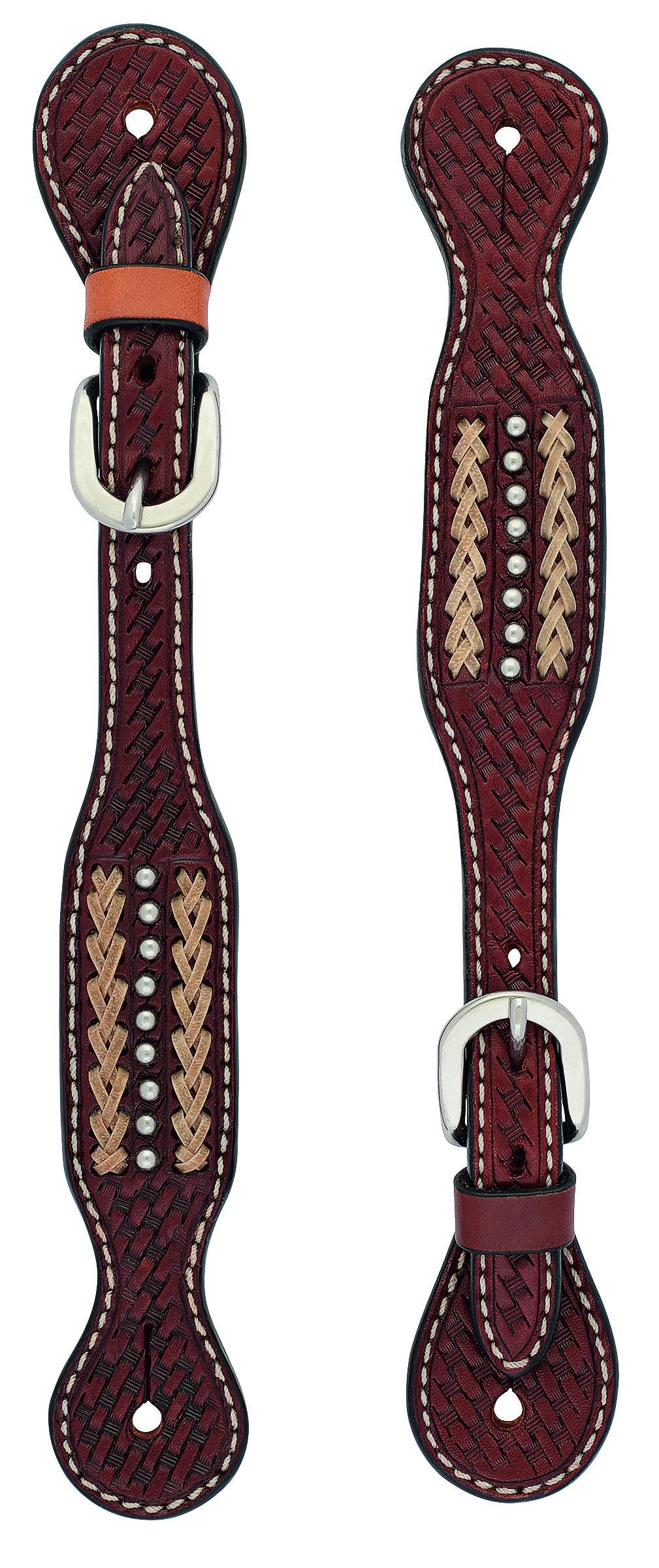 Weaver Cross Basketweave Rawhide Accent Spur Straps - Ladies