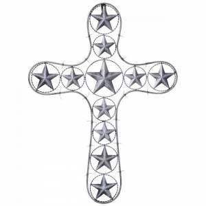 Tough-1 Cross With Stars And Barbwire Detail