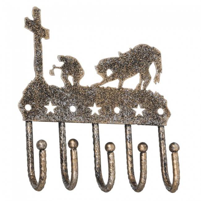 Tough-1 Key Rack With Equine Motif And Glitter Finish - Cowboy Prayer