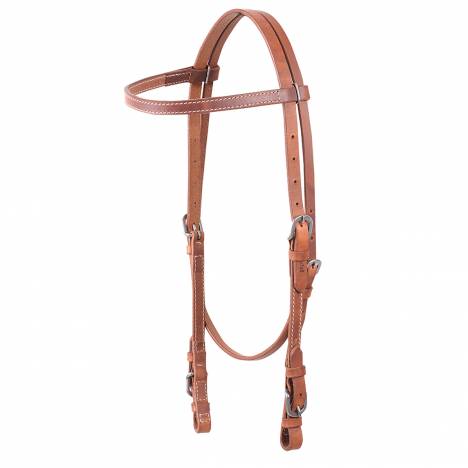 Cashel Harness Leather Stitched Browband Headstall - Buckle Ends