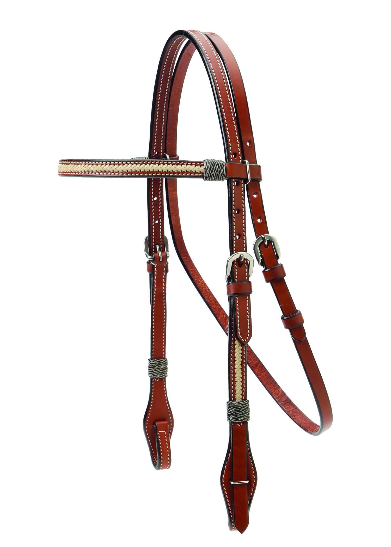 Colorado Saddlery Browband Headstall With Braided Rawhide Overlay