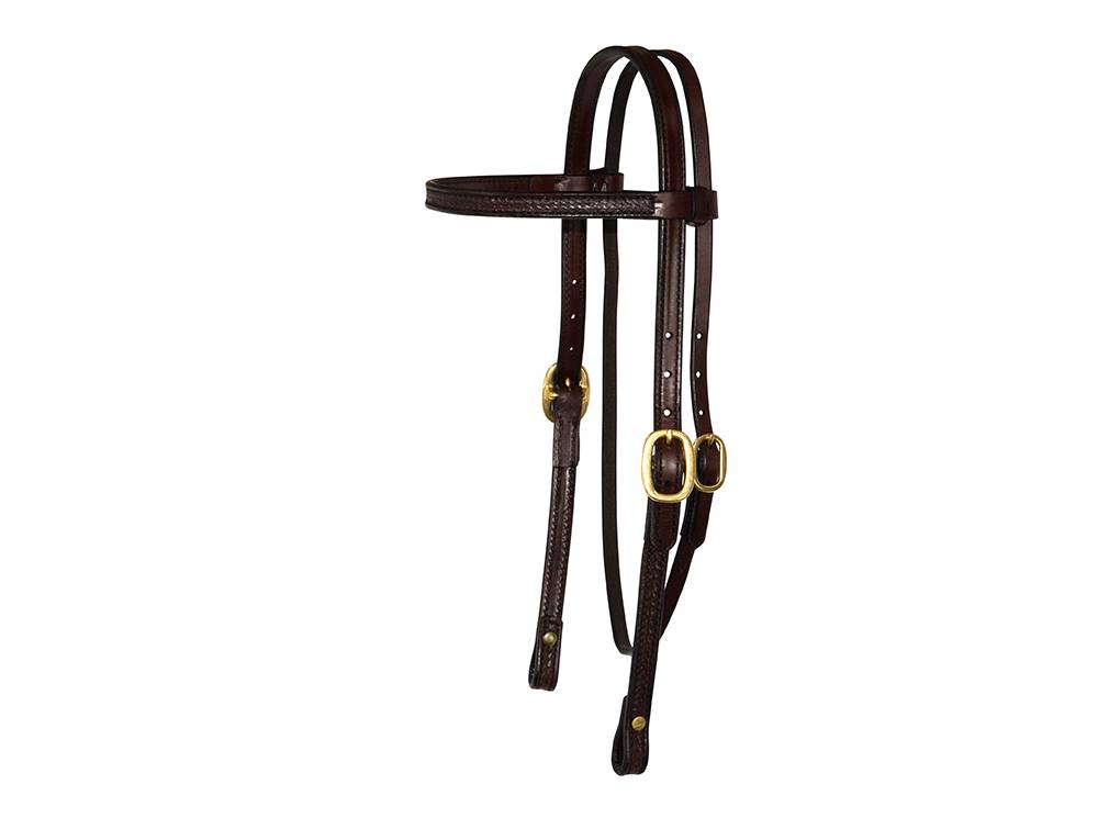 Reinsman Tooled Browband Headstall With Brass Hardware