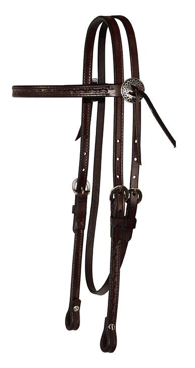 Reinsman Border Tool Browband Headstall With Tie Concho