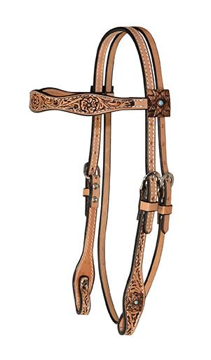 Reinsman Copper Square Concho Scalloped Browband Headstall