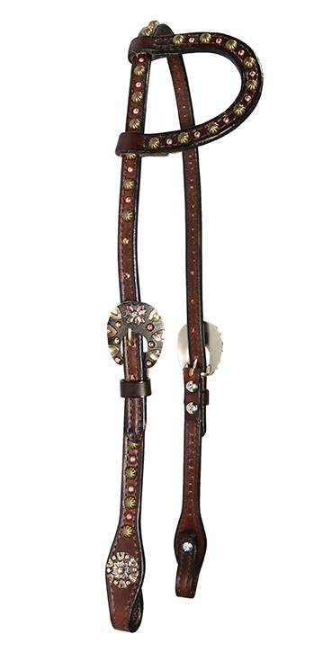 Reinsman One Ear Nailhead Headstall-Chocolate