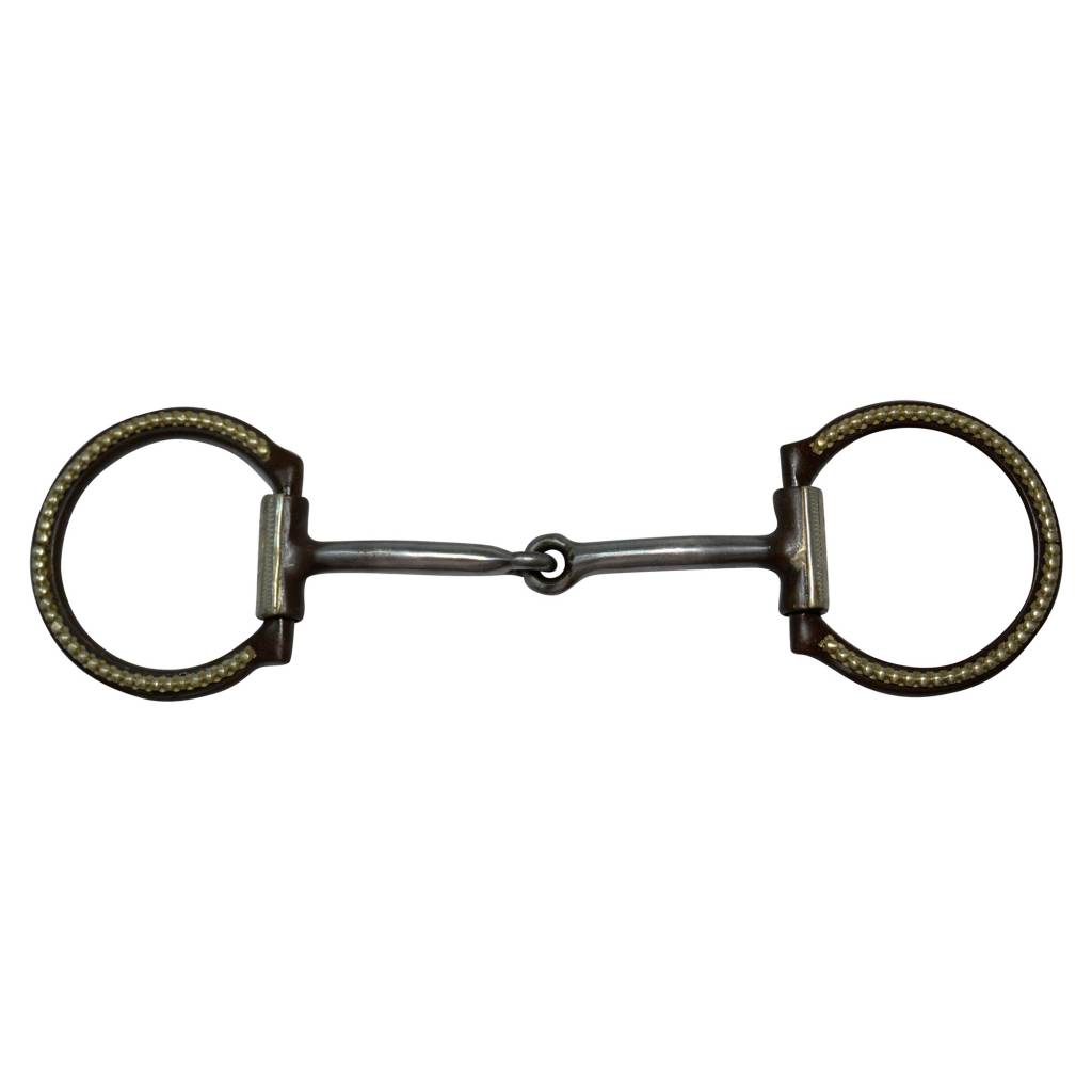 Reinsman Diamond R Copper Inlaid Dot Trim Fixed Ring Snaffle Bit