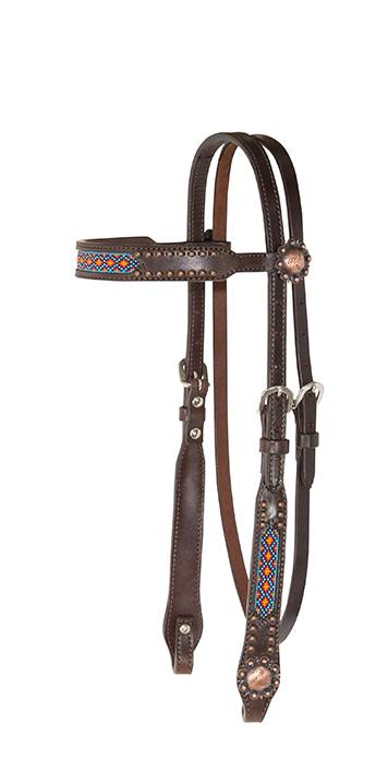 Reinsman Beaded Inlay Copper Dots Browband Headstall