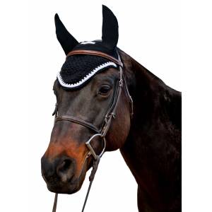 Equine Couture Fly Bonnet- Silver Rope & Crystals