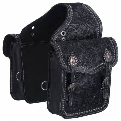 Tough-1 Leather Floral and Oak Leaf Tooled Saddle Bag