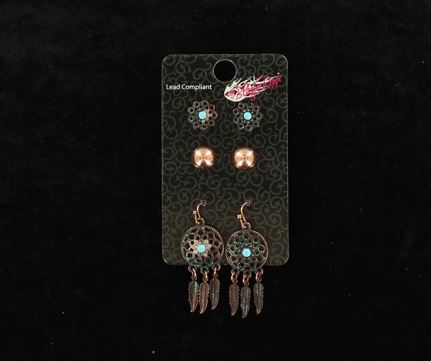 Blazin Roxx Flower Post And Dream Catcher Earrings Set