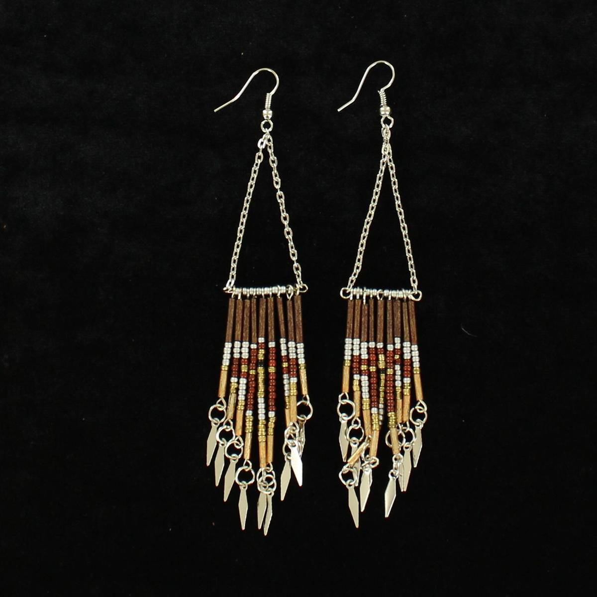 Blazin Roxx Beaded Dangle Triangle Drop Earrings