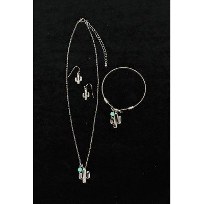 Blazin Roxx Cactus Necklace, Earrings And Bracelet Set
