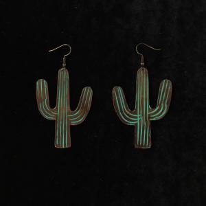 Blazin Roxx Large Patina Cactus Dangle Earrings