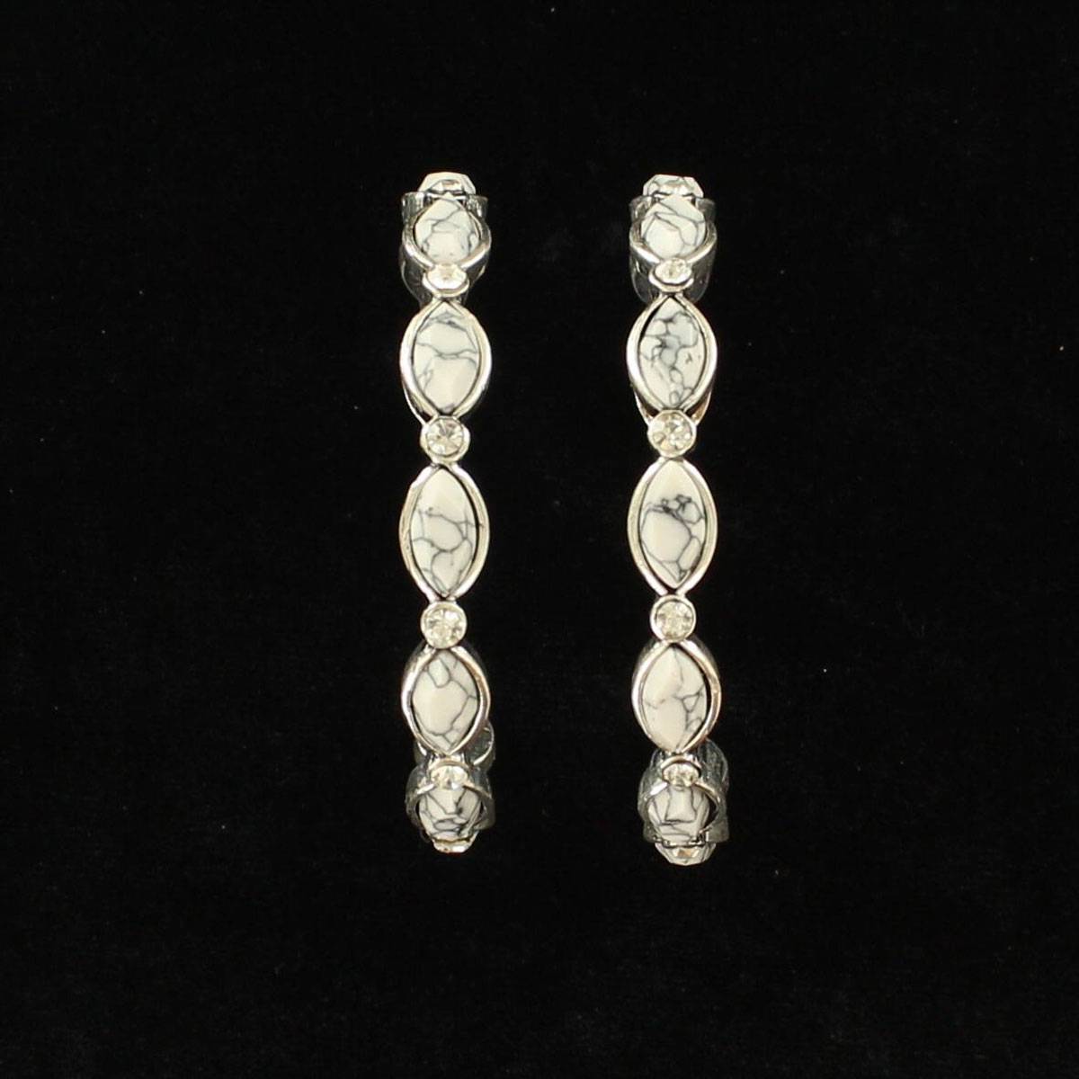 Blazin Roxx Oval Stone Crystal Hoop Earrings