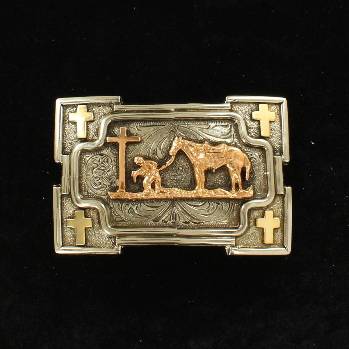 Crumrine Rectangle Smith Edge Cowboy Prayer Buckle