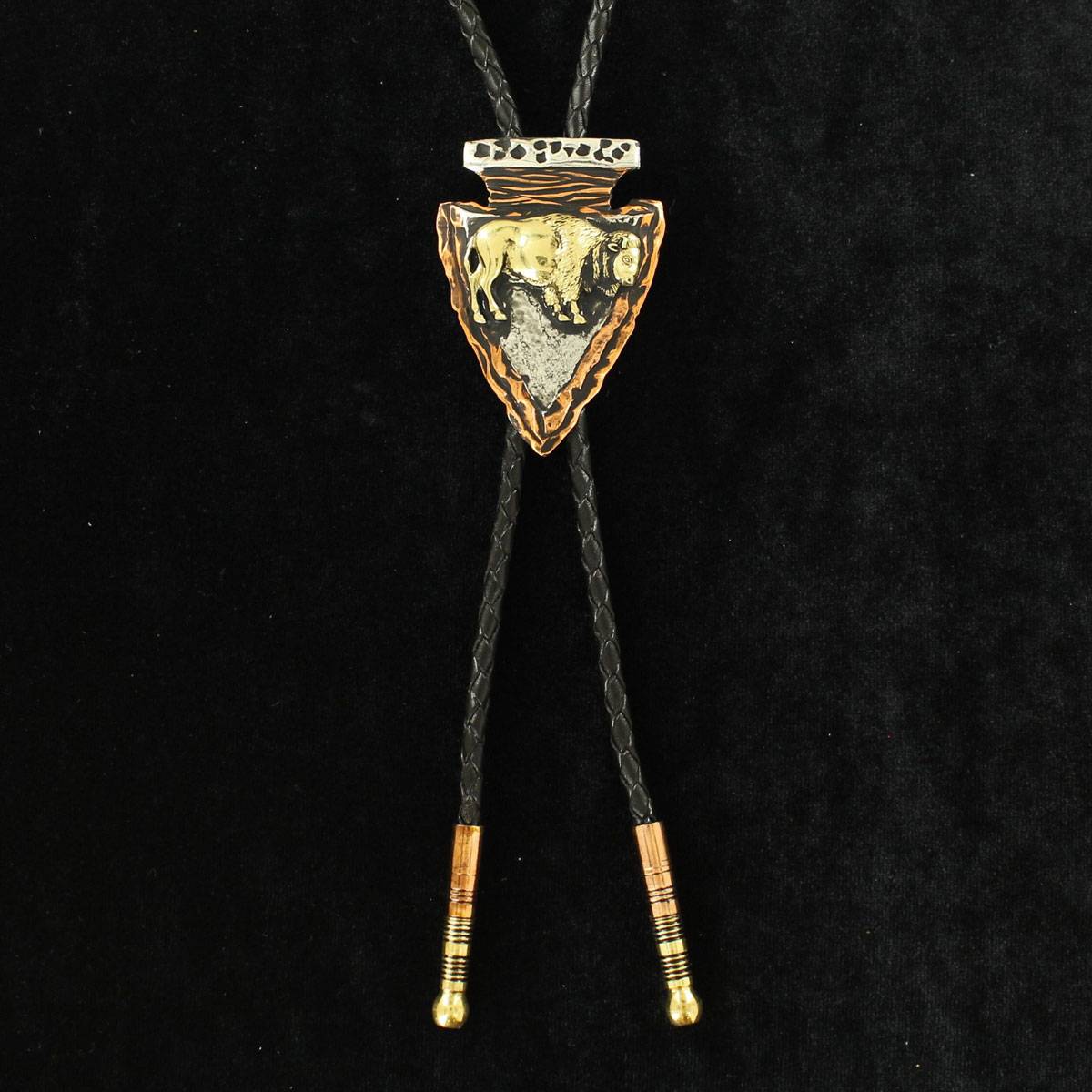 5-889798 Crumrine Two Tone Arrowhead Buffalo Bolo Tie sku 5-889798