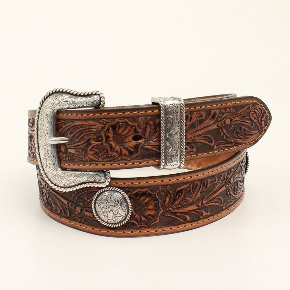 Mens Nocona Scroll Embose Flag Buckle Belt Nocona Belt Co
