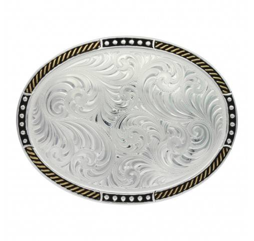 5-891471 Montana Silversmiths Two Tone Stop Ties Oval Belt  sku 5-891471