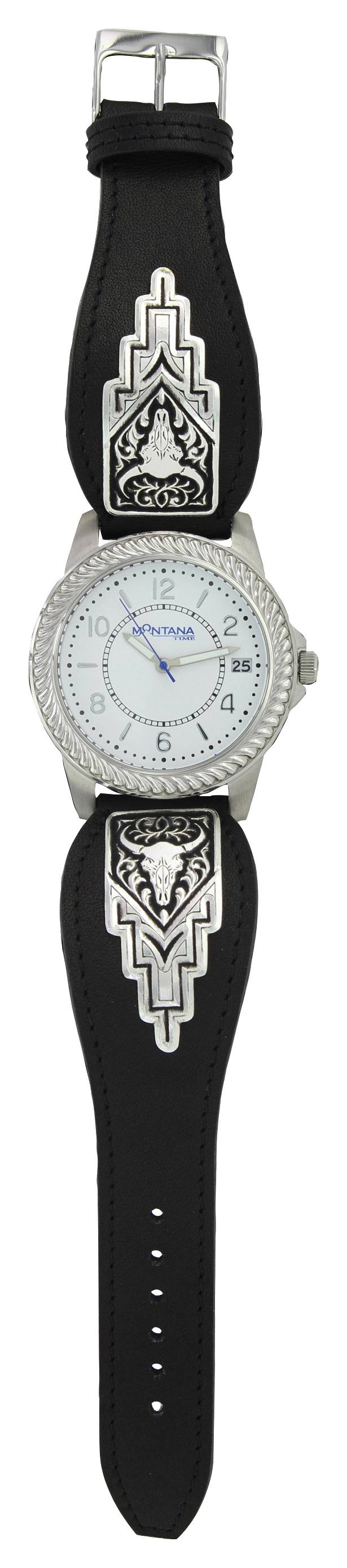 Montana Silversmiths Mens Longhorn Skull Dress Watch