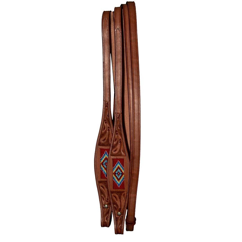 Intrepid Western Reins- Red Beading