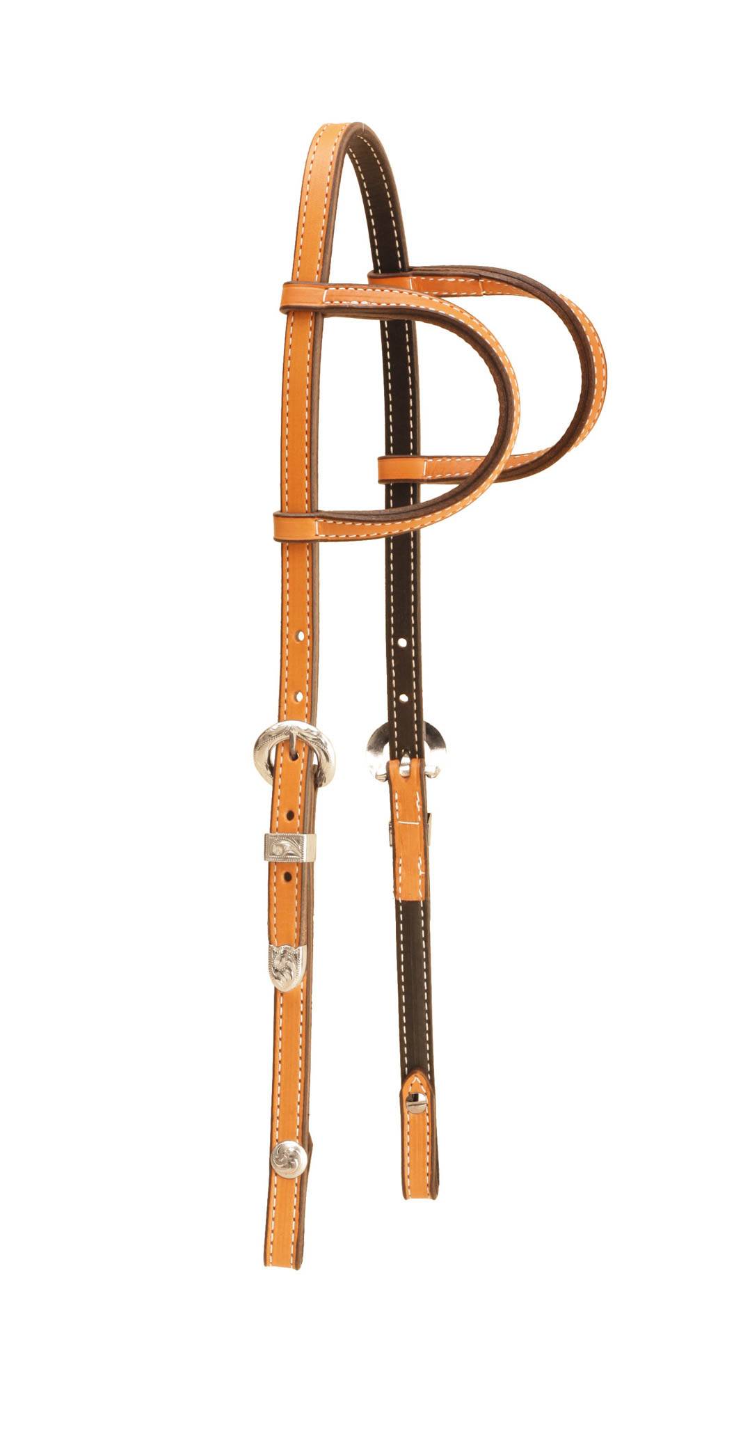 Tory Leather Double Ear Headstall- 3-Piece Silver Buckle Set