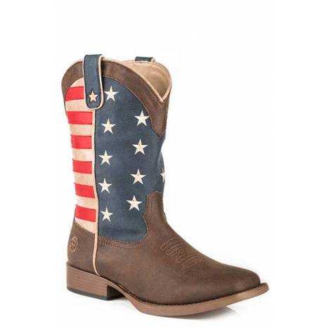 Roper Kids American Patriot Square Toe Fashion Cowboy Boots