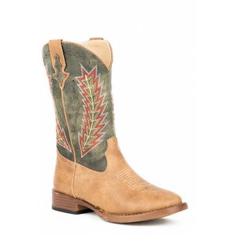 Roper Kids Arrowheads Wide Square Toe Cowboy Boots