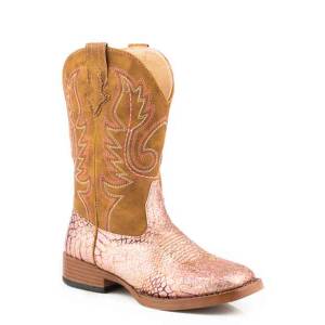 Roper Kids Glitz Bling Wide Square Toe Cowgirl Boots