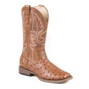 Roper Ladies Bumps Square Toe Ostrich Print Cowgirl Boots