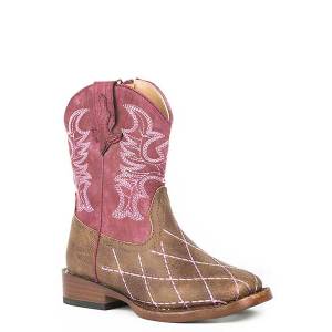Roper Toddler Cross Cut Square Toe Cowgirl Boots