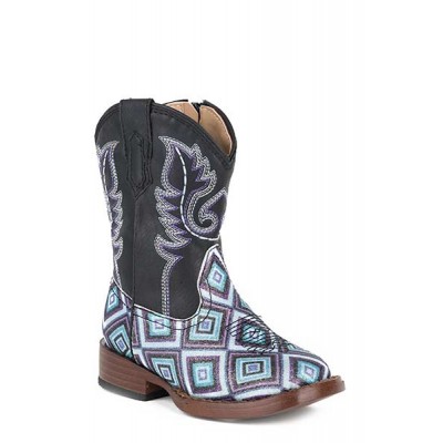 Roper Toddler Glitter Diamonds Bling Wide Square Toe Cowgirl Boots